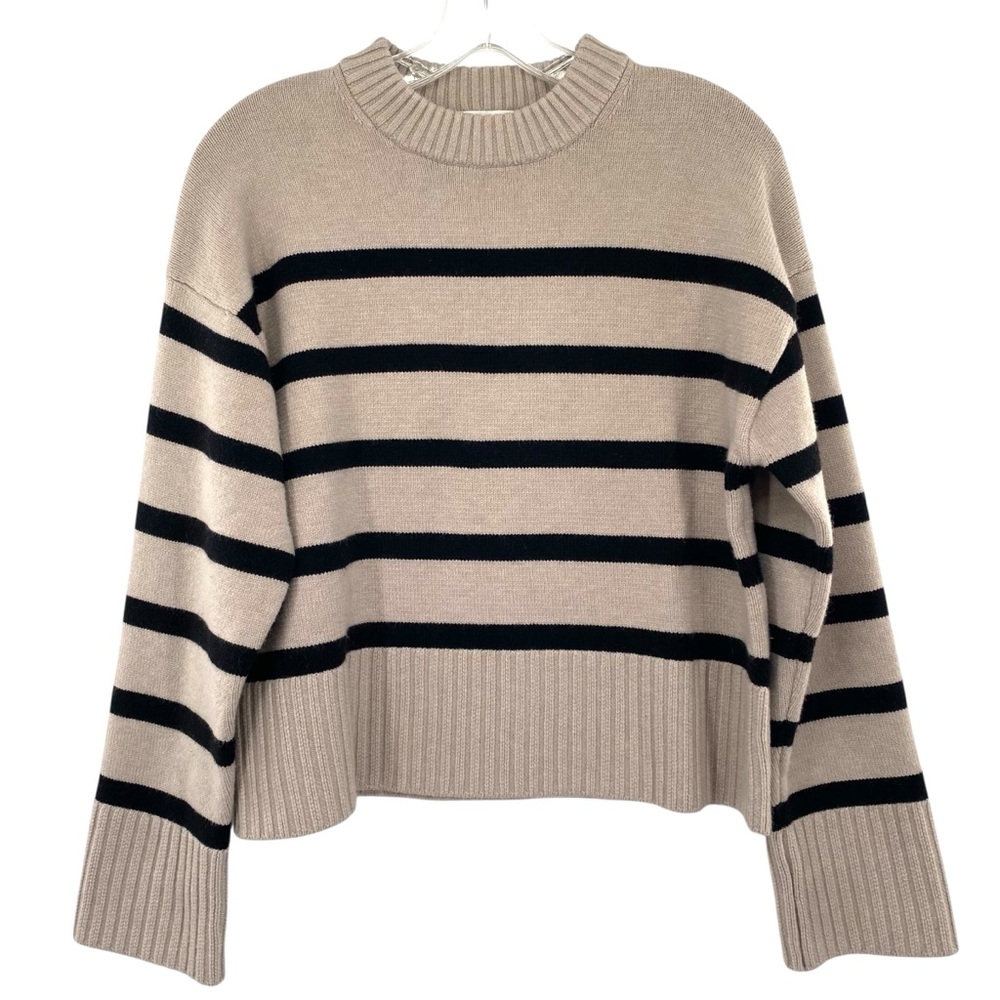 H&M Beige Striped Chunky Fine Knit Sweater